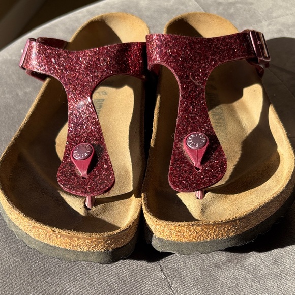 Birkenstock Sparkly Burgundy Sandals - Picture 2 of 10
